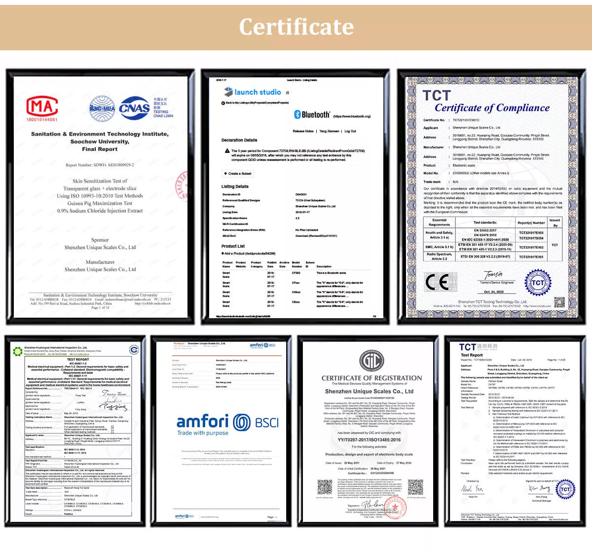 kitchen scale's certificate