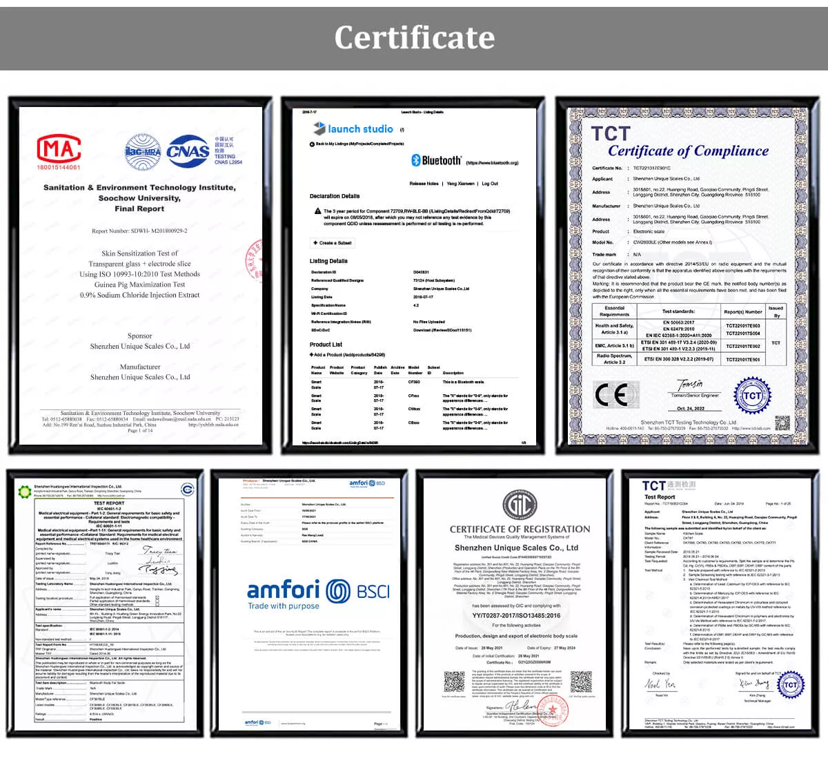 weight machine food scale's certificate