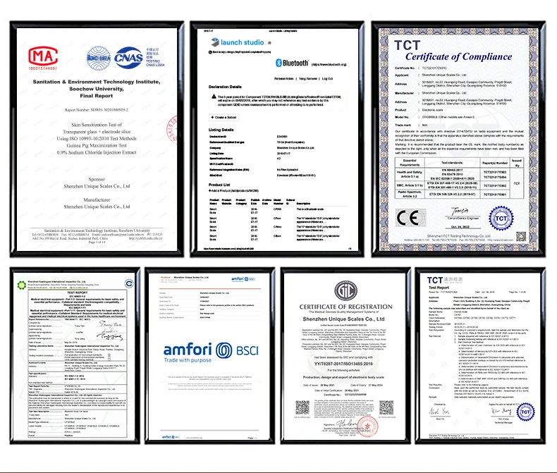 body fat scale's certificates